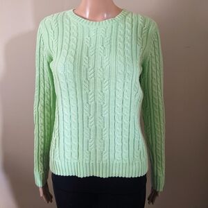 Vintage Valerie Stevens cable knit light green sweater, women's petite small